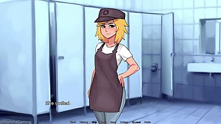 Cartoon blond femboy gets filled with cream in adult visual novel