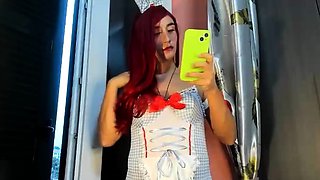 Tattooed Webcam Teen Rides Massive Toy