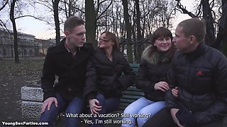 Russian amateur teens foursome sex