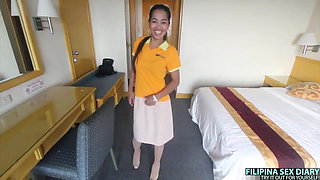 A sexy Asian flight attendant fucks on her layover
