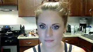 Red head squirt in the kitchen