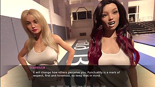 Cheerleaders curious about what the creepy doc is up to