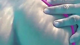 Hot poolside fucking with sexy chick with bug tits and massive dick