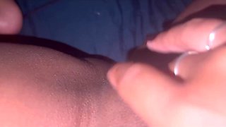Excited amateur Brazilian fingers her shaved fanny in sensual solo closeup