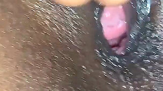 Chocolate Slut Masturbating and Pissing Her GF