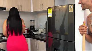 Hot latina housekeeper couldn't miss the chance to fuck this young stallion
