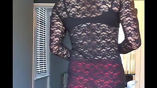 More teasing wearing my tight black lace dress. Do you wish you were wrapping your hands around my waist?