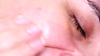 Messy Facial While Biting My Cock