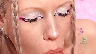 Juicy Blowjob From Vasya Sylvia - Oral Orgasm with Ahegao - Bukakke Smearing Sperm!