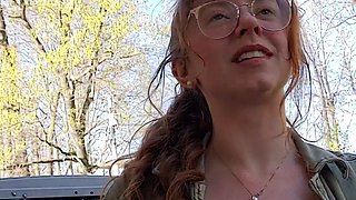 Amateur redhead masturbates then gives a blowjob