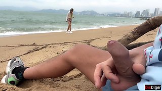 I See You Jerking off to Me and I Want to Help You Cum! - Cock Flashing on Public Beach