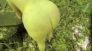 Completely naked through the woods - ass, tits, cunt pounded
