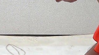 Mini Skirt and G String Panties and Sticking Out Natural Boobs From T-shirt Japanese Girl Natsume Maki's Room Cleaning