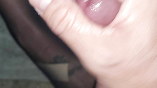 Huge Cumshot on Feet After Blowjob From Latina Wife While She Wears Stockings and Sexy Lingerie