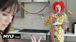 Mylf - Beautiful Milf Pissed Off By Clown She Hired For Being Late  Rides His Cock