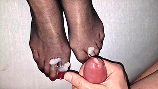 Nylon feet Cumshot compilation 3