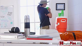 Coach shagged blond hair babe teenager Skyler Storm