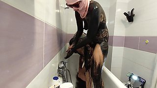 Amateur Couple Takes Bath, Wife Hairy Pussy, Big Ass, Big Tits.