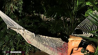 Horny hungarian college jock solo jerking outdoors