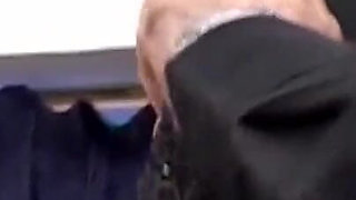 Carla rubs her boss's cock on her pussy before shoving it inside