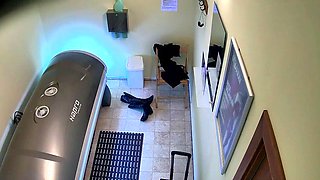 Punk girl masturbates in solarium