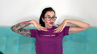 Finger Snapping, Long Fingers with New Purple Color Long Nails, Sharp Stilettos
