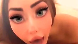 Hot slut with juicy tits does blowjob on video with anime eyes
