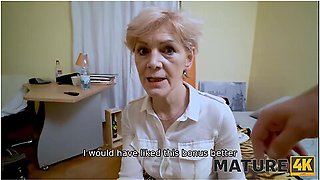 Woman Over Fifty In Stockings Takes Payment In Form Of Cock