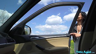 Big Tits And Ass Hitchhiker - Maddy Black gives POV Blowjob outdoors and in the car