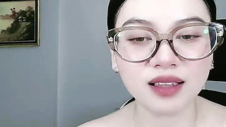 Woman with wet breasts glasses