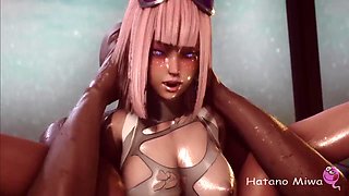 3d Animated - Takes Huge Black Dick - Hardcore Fucking With A Tight Ass And Wet Open Pussy
