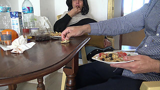 My Pregnant Stepmother Lets Me Cum in Her Coffee During Breakfast