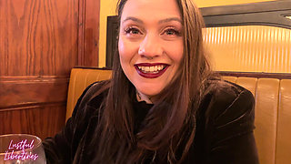 Cheating Wife Fucks Employee in Pub Toilet While Husband Waits Outside and Gets a Surprise Load All Over Her Face