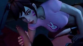 D.va Deepthroating a Hard Gooner Cock Until Cum Explodes in Her Mouth