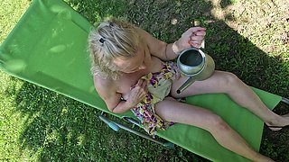 With My Special Toy I Spoil My Prolapse Pussy on a Hot Summer Day