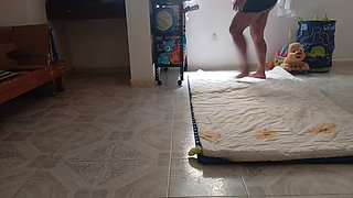 Chubby mom records herself and sends me a video doing cleaning in a thong 5