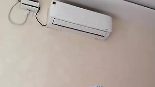 Indian desi girl in white tites with her boyfriend on bed