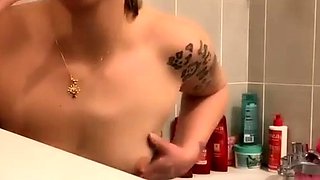 Small tit brunette gives a nice hard blowjob and fuck