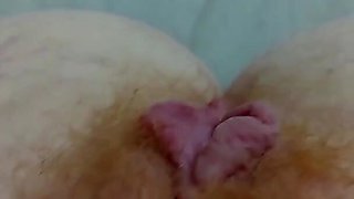 Hairy goddess shows off her juicy pussy up close