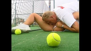 Wonderful Amateur MILF with Big Tits Ass Fucked in the Tennis Court and Cumshot on Pussy by Huge Cock