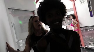 Lustful MILF rammed by two black bulls in front of stepson