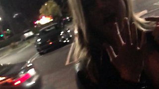 Blonde Amateur Taking Facial On Her Knees In Public