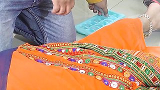 Cute Saree Bhabhi Gets Naughty With Her Devar for Rough and Hard Anal Sex After Ice Massage on Her Back in Hindi