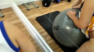 Threesome Interracial Anal Sex in University Gym with Big Ti