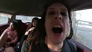 Diminutive dark-haired is about to have casual fuck-fest in a public place, in the late afternoon