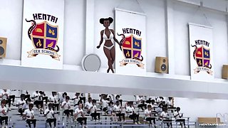 Ebony Schoolgirls Locker Room Fuck - 3D Hentai (ENG Voices)