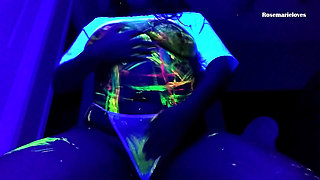 Hot MILF Glow in the Dark Lactating Tits Sprays and Rubbing My Pussy