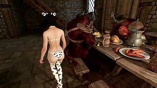 Furry gangbang with silicone lust featuring busty minotaurs in cow costumes