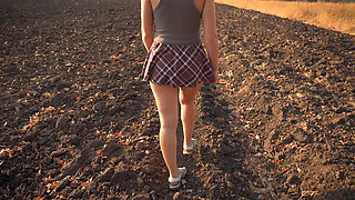 Watching Schoolgirl Walks Outdoors Upskrt Full Back Panties