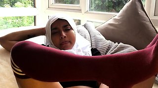 Blonde tight pussy babe solo toy fun in glamour masturbation